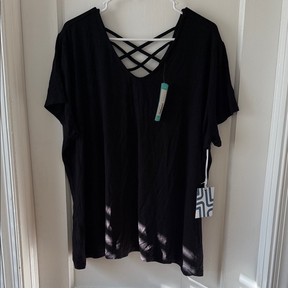 Women's Black Crisscross Back Top